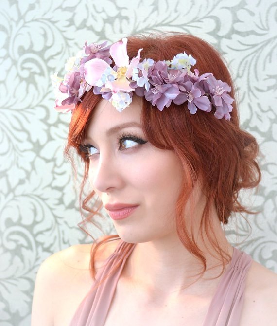 Bridal hair accessories, flower crown, woodland wedding head piece, floral headband (2)