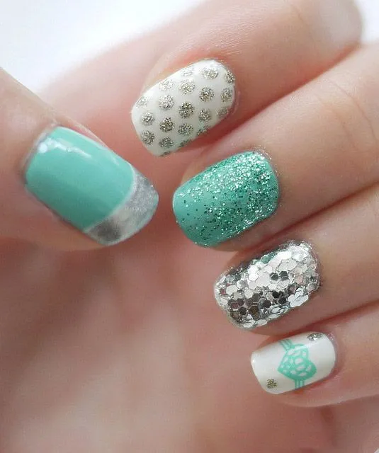 Beautiful Spring Nails With Silver Design