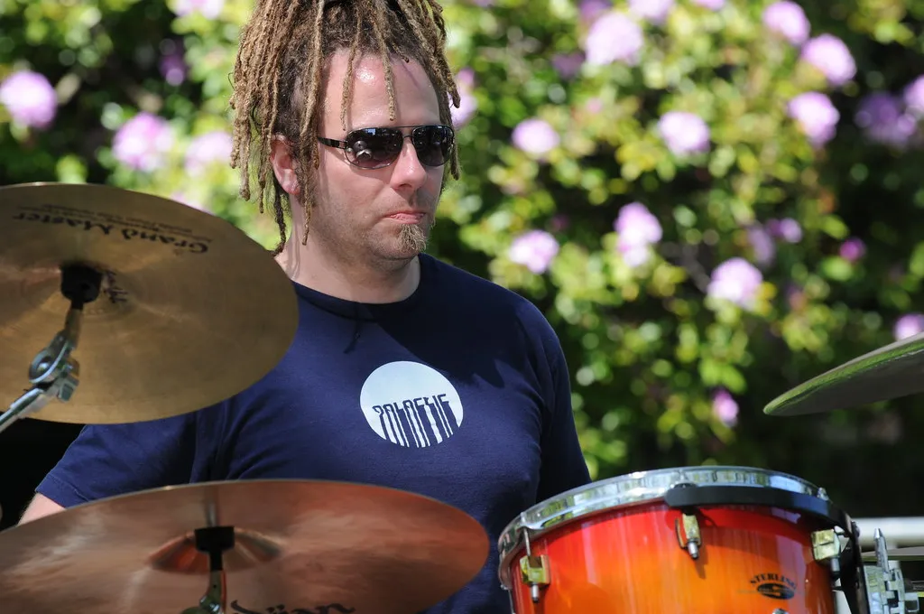 Drummer of Nae Regrets closeup