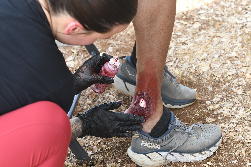 Moulage application for mass casualty exercise 220811-N-WF582-642