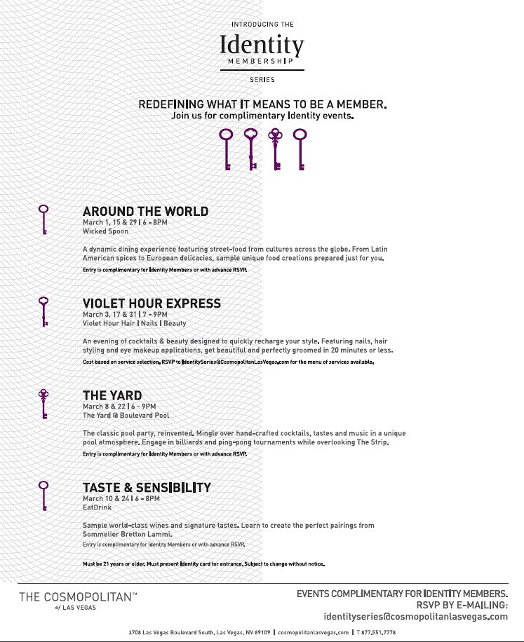 The Cosmopolitan of Las Vegas Identity Membership Series - March Events