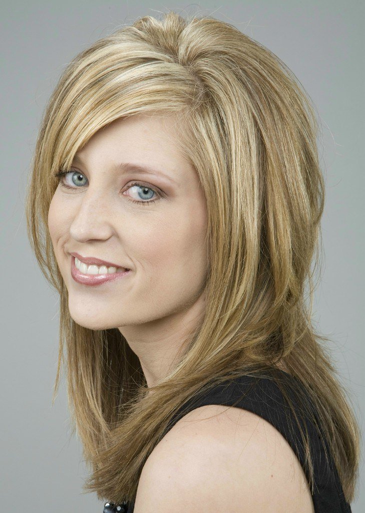 Long blonde hair with highlights