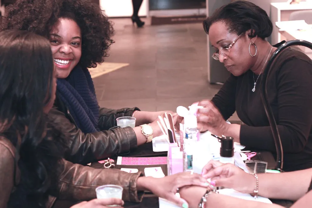 Christina Brown and Misha Enjoying Their Minx Manicures