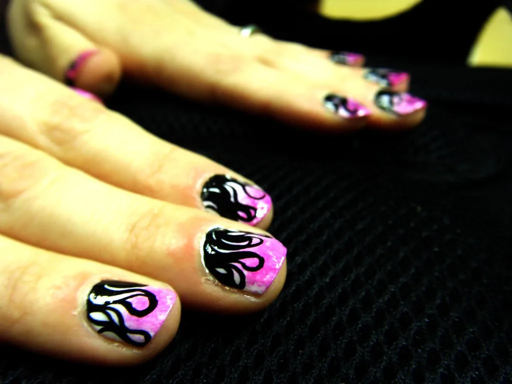 Pink Flame Nail Art