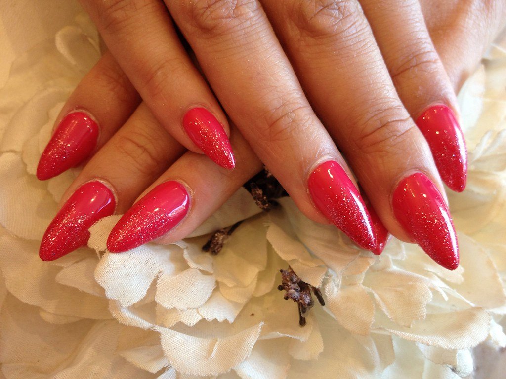 Stiletto nails with gel polish