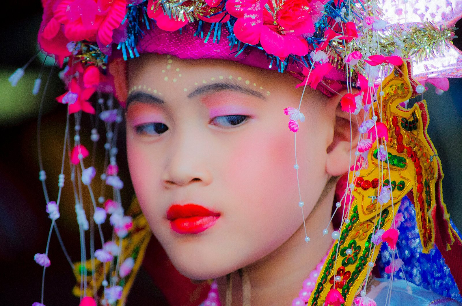 girl wearing beaded headdress