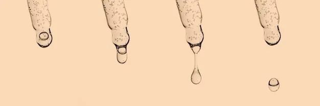 A banner with several pipettes with serum or other cosmetic product