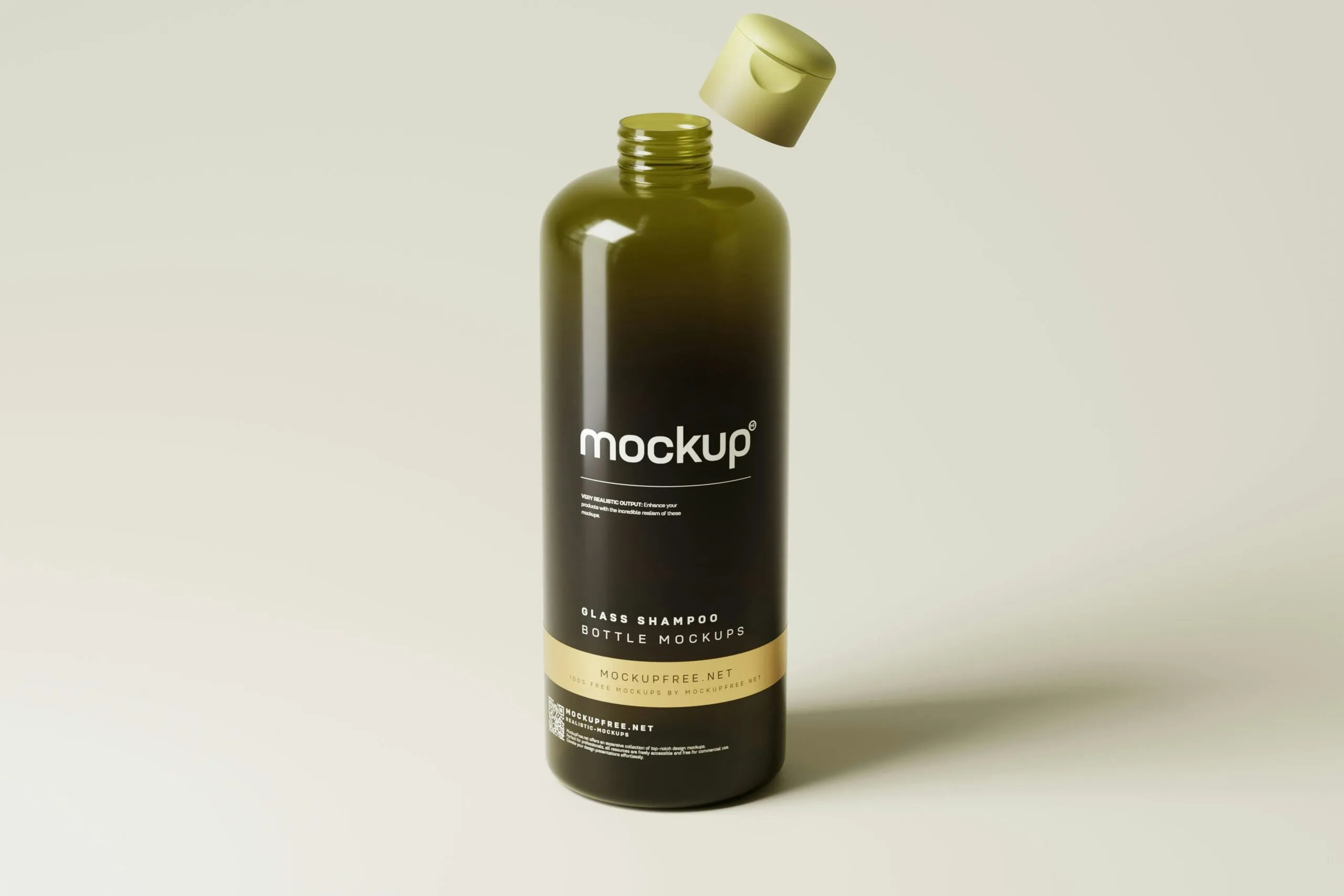 a bottle of green liquid with a gold cap