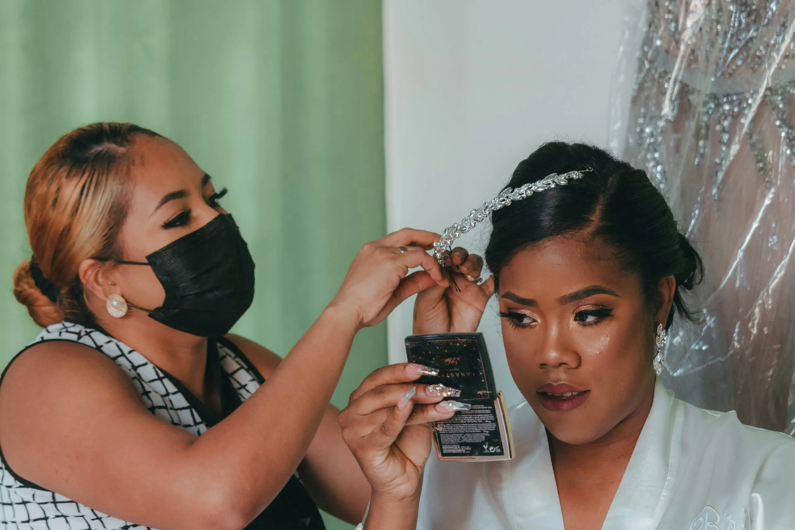 a woman getting her hair done
