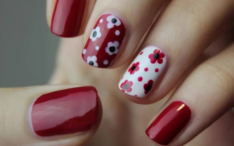 sztuka zdobienia paznokci, manicure, paznokcie, lakier do paznokci, skórki, czerwony manicure, czerwone zdobienia paznokci, kwiatowy zdobienia paznokci, kwiatowe paznokcie, kwiaty, kwiat tło, tapeta kwiatowa, kolor, natura, polskie, kobieta, piękne kwiaty, ręka, nail spa, styl, przepych, płeć żeńska, naturalne paznokcie, eleganckie paznokcie